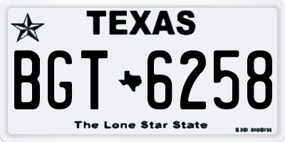 TX license plate BGT6258