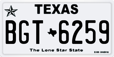 TX license plate BGT6259