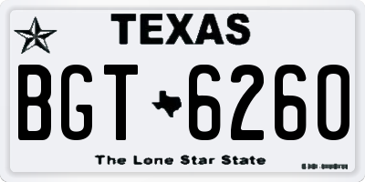 TX license plate BGT6260