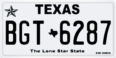TX license plate BGT6287