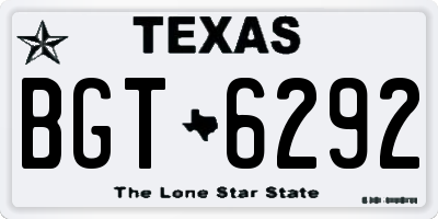 TX license plate BGT6292
