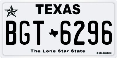 TX license plate BGT6296