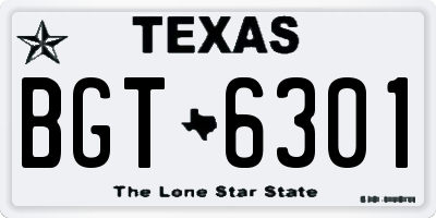 TX license plate BGT6301