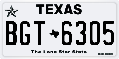 TX license plate BGT6305