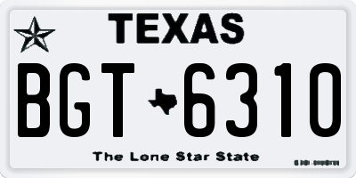 TX license plate BGT6310