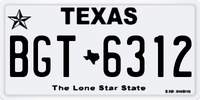 TX license plate BGT6312