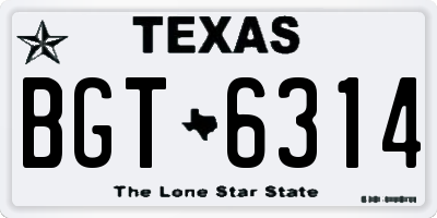 TX license plate BGT6314