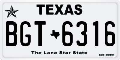 TX license plate BGT6316