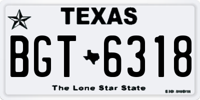 TX license plate BGT6318