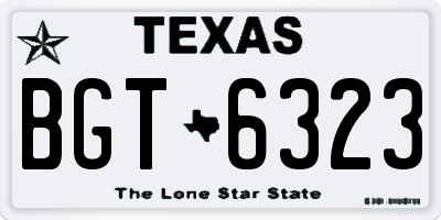 TX license plate BGT6323