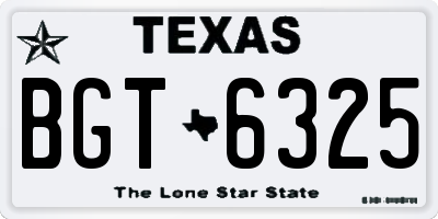 TX license plate BGT6325