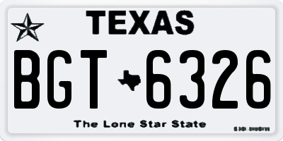 TX license plate BGT6326