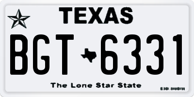 TX license plate BGT6331