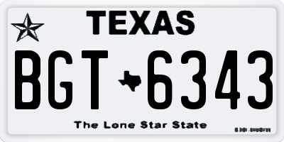 TX license plate BGT6343