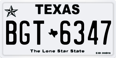 TX license plate BGT6347