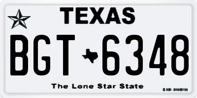 TX license plate BGT6348