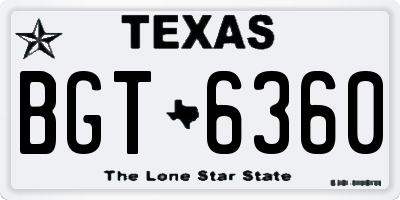 TX license plate BGT6360