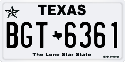 TX license plate BGT6361