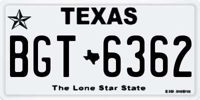 TX license plate BGT6362