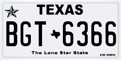TX license plate BGT6366