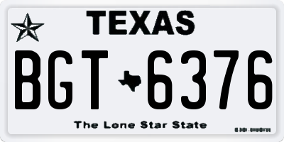 TX license plate BGT6376