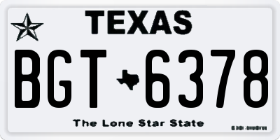 TX license plate BGT6378