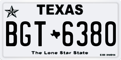 TX license plate BGT6380