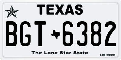 TX license plate BGT6382
