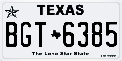 TX license plate BGT6385