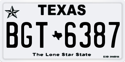 TX license plate BGT6387