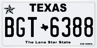 TX license plate BGT6388