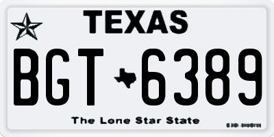 TX license plate BGT6389