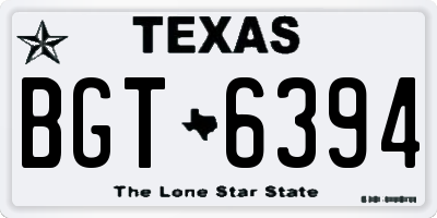 TX license plate BGT6394