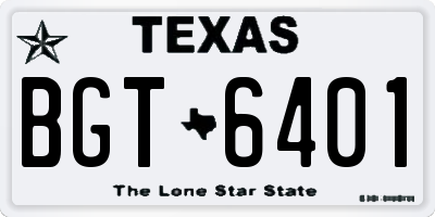 TX license plate BGT6401