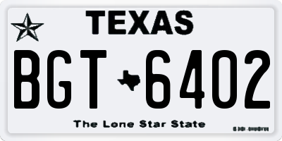 TX license plate BGT6402
