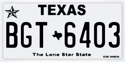 TX license plate BGT6403