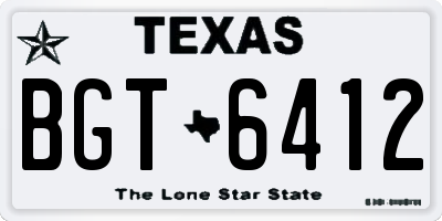 TX license plate BGT6412