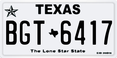 TX license plate BGT6417