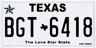 TX license plate BGT6418