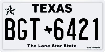 TX license plate BGT6421