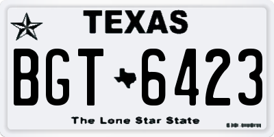 TX license plate BGT6423