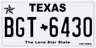 TX license plate BGT6430
