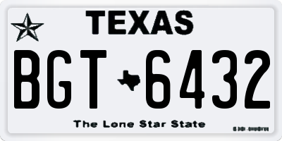 TX license plate BGT6432