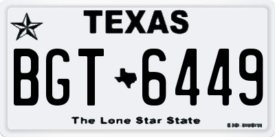TX license plate BGT6449