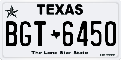 TX license plate BGT6450