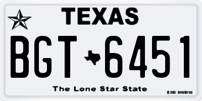TX license plate BGT6451