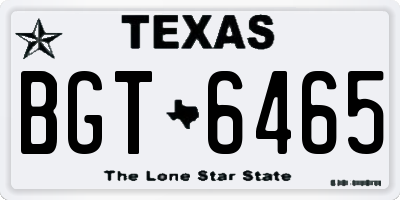 TX license plate BGT6465
