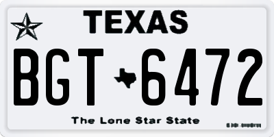 TX license plate BGT6472