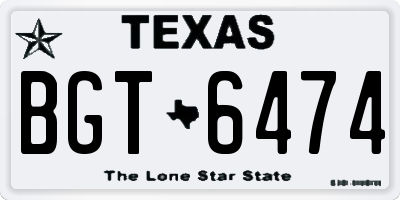 TX license plate BGT6474
