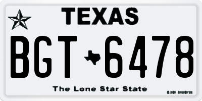 TX license plate BGT6478